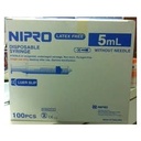 Nipro 5ml Syringe with Needle(22G,1), Box of 100