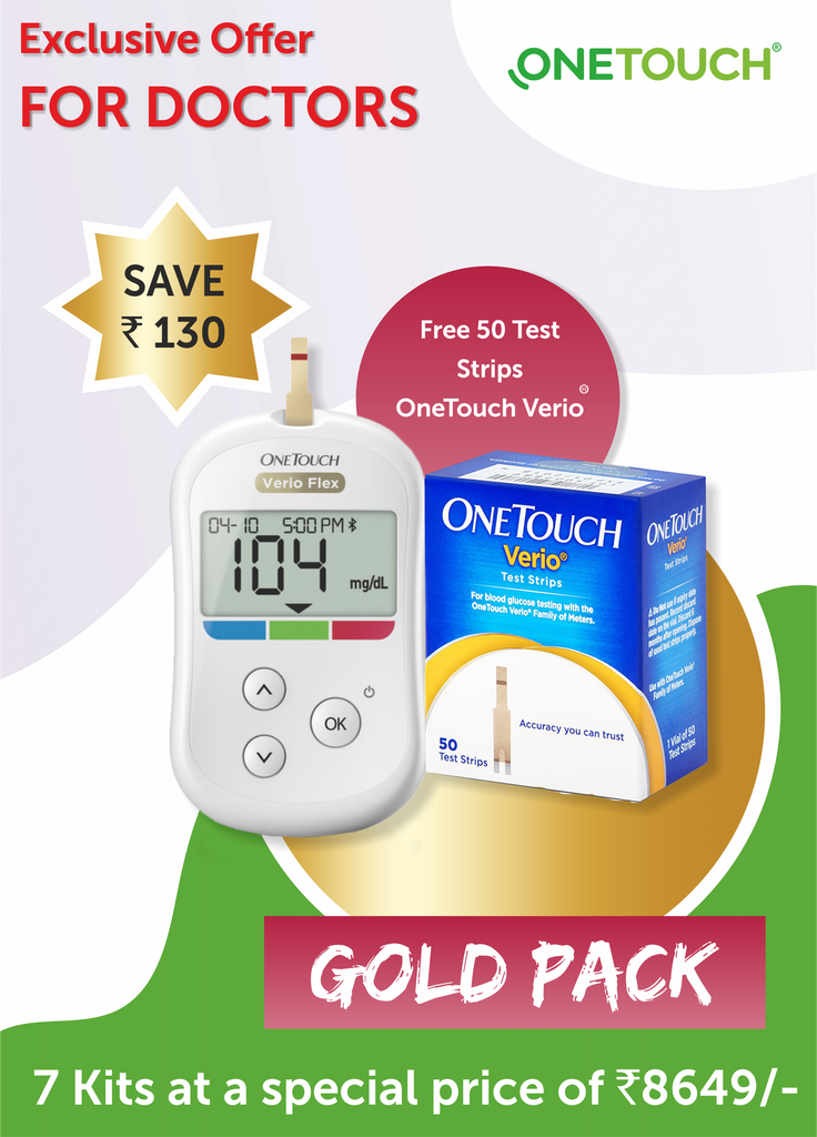 OneTouch Verio Flex Blood Glucose Monitor Dispensing Kit- Gold(Pack Of 7 Kits)