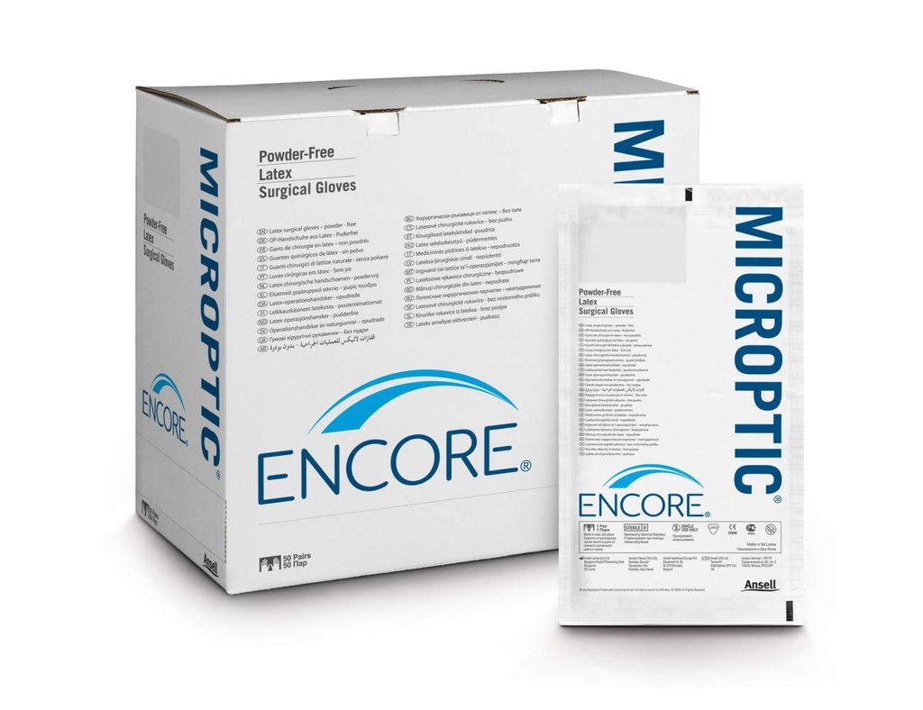 Encore Microptic Sterile Powder Free Surgical Gloves (Size 7.0), 50 Pair