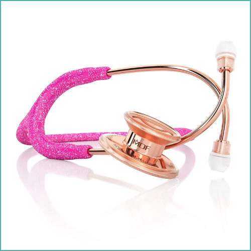 MDF MD One Stethoscope - Limited Edition MPrints - Fairy Pink Glitter Rose Gold (MDF777PGLRG)