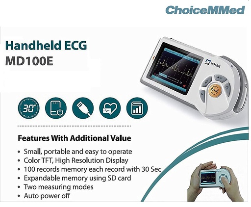 [CMM_ECG_MD100E] ChoiceMMed MD100E Handheld ECG Monitor (Color Display)