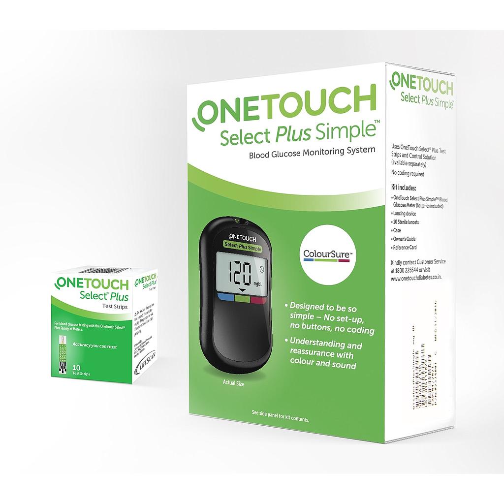 [ONETOUCH_SELECT_PLUS_SIMPLE__METER_10F] EC OneTouch Select Plus Simple Meter kit (+ 10's Offer Strips)